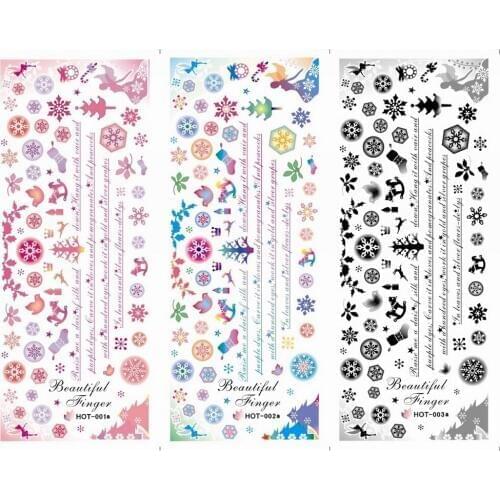 3PCS/LOT NAIL ART BEAUTY WATER STICKER DECAL SLIDER TATTOOS MOSAIC CHRISTMAS XMAS DEER SNOW FLAKE BLOCK HOT001- 018