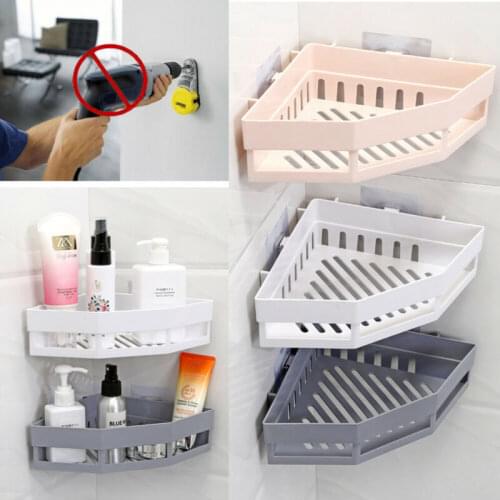 Suction Wall Triangular Shower Caddy Shelf Bathroom Corner Bath Rack Storage Holder Organizer Shelves