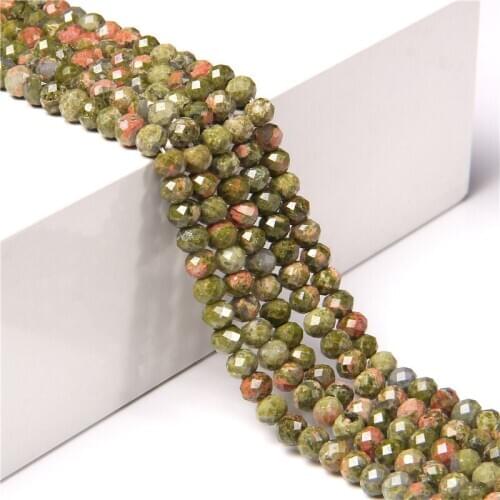 Natural Unakite Stone Beads Flat Round Rondelle Spacer Beads For Handicraft Beadwork Jewelry 7.5''-15.5'' Abacus Faceted Beaded