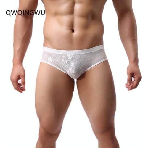 New Sexy Mens Underwear Lace Briefs Transparent Breathable Low Waist Pants Man Male cuecas Calzoncillos Hombre Briefs