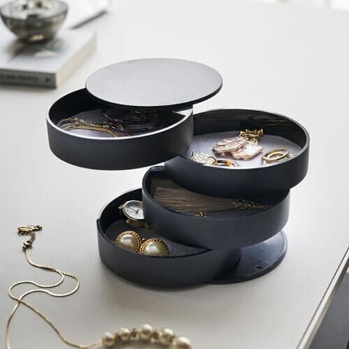 4 Layers 360 Degrees Rotary Holder Jewelry Organizer Jewelry Storage Box Earrings Rubber Band Bracelet Small Items Organizer