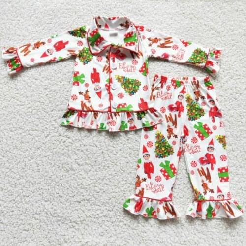 2021 Long Sleeve Baby Girls And Boys Christmas Pajamas Sets Children Sleepwear Girl Nightwear Home Suit Kids Clothes Baby Outfit