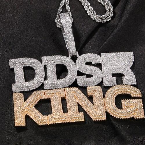 AZ Big Custom Name Letters Necklace Pendant Cubic Zircon Pendants For Men Women Gold Color Plated Hip Hop Customized Jewelry