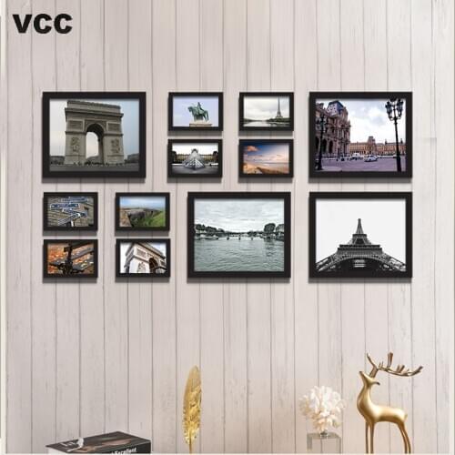 Classic Wood Photo Frame For Wall Hanging Home Decor Photo Wall Wedding Couple Wooden Frames For Pictures Set 12Pcs