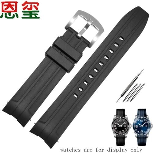 Rubber watch band 21mm black blue gray green strap Replacement silicone belt for Longine L3 series watch accessoreis