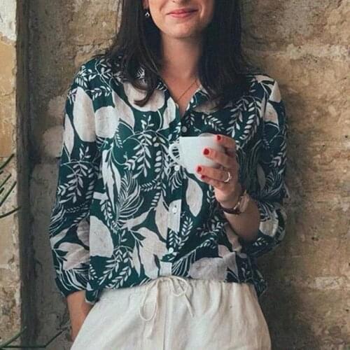 Floral Print Shirt Women Autumn 2021 Chic Long Sleeve Button Up Casual Blouse Vintage Women Tops And Blouses Summer Shirts
