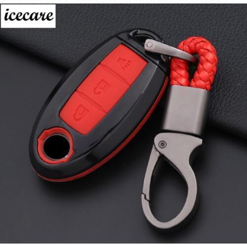 Carbon Fiber Silicone Key Cover For Nissan Note Altima Armada Gt-r Maxima Murano Patrol Rogue Leaf Versa 370z Sentra Fob Shell