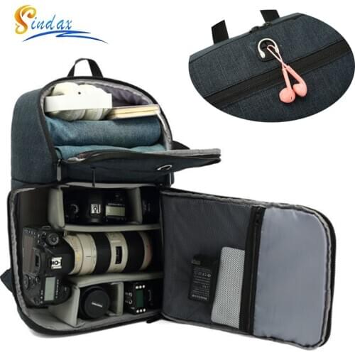 Waterproof DSLR Camera Bag Camera Backpack With Charging Earphone Hole Outdoor Camera Photo Bag for Laptop Tripod Video Lens Bag