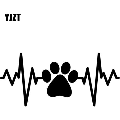 YJZT 15.2CM*7.1CM DOG PAW PRINT LIFELINE Love Heartbeat Vinyl Decal Sticker Car Black/Silver C10-00205