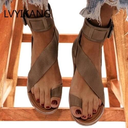Women Sandals Summer Beach Sandals Flats Casual Shoes Woman Open Toe PU Flat Fashion Sandalias Mujer Sapato Feminino 2020
