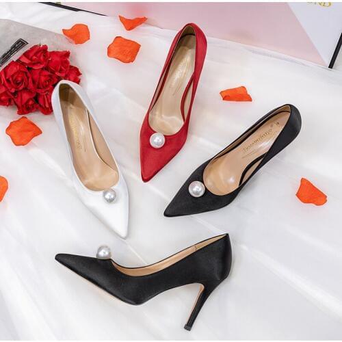 2020 New Arrival Pointed Toe women wedding shoes Bridal High heels shoes ladies party dress shoes woman Fashion High Pumps