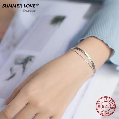 2020 New Simple Multilayer Tassel Snake chain Bracelet Genuine 100% 925 Sterling Silver jewelry for women chrismas gift