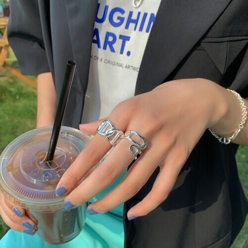 Orgin Summer Exaggeration Two-way Pig Nose Open Ring for Women Korean Fashion Hollow Out Adjustable Jewelry Accessories Hot