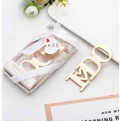 100pcs/lot Gold Wedding Souvenirs Guests Valentines Gifts I DO Love heart Beer Bottle Opener Favors SN1924