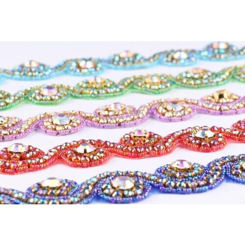 10Yard Mix 10Style Sewing Wedding Crystal Rhinestone Applique Trim Yard Luxury Hot Fix Beaded Trimming For DIY Girl Dress/Belt