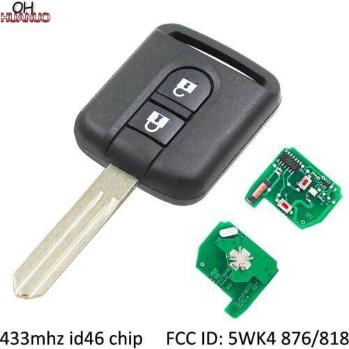 2 Buttons 433mhz PCF7946 Remote Key Fob For Nissan Elgrand X-TRAIL NAVARA MICRA PRIMERA FCC ID: 5WK4 876/818