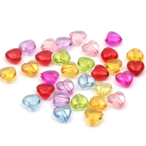 20/50pcs Mixed Color Transparent Acrylic Heart Shape Beads Loose Spacer Beads for Jewelry Making Bracelet Charms Diy Accessories