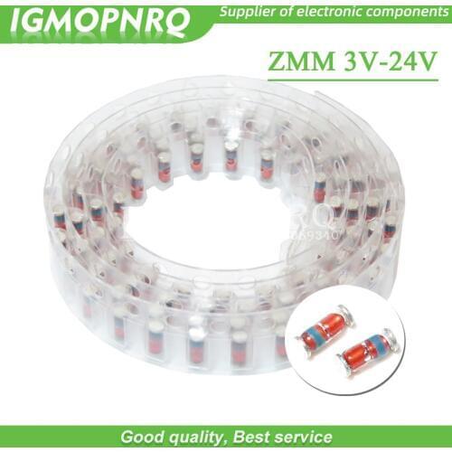 200PCS ZMM 3V 3V3 3V9 4V7 5V1 7V5 8V2 10V 12V 15V 16V 18V 20V 24V LL34 SMD Zener diode package 1/2W 0.5w Chip Zener diode