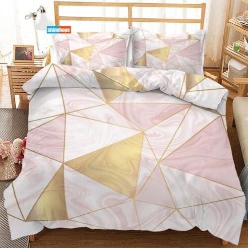 Gold Powder Marble 3 Pcs Luxury Duvet Cover Set Fashion Bedding Sets Comforter Duvet Cover Pillowcase Home Textiles