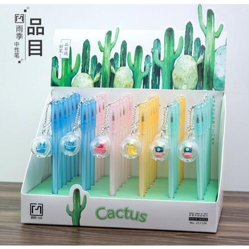 36 pcs pen Cartoon Wet-season Cactus black colored gel-inkpens for writing Cute stationery office school supplies