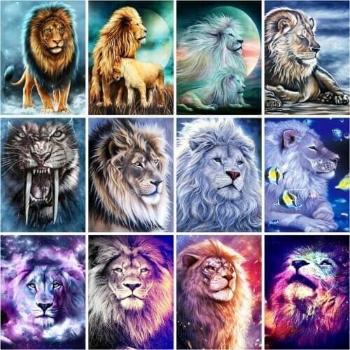 EverShine 5D Diamond Embroidery Lion Mosaic Kits Diamond Painting Full Square Drill Animal Cross Stitch Picture Of Rhinestones