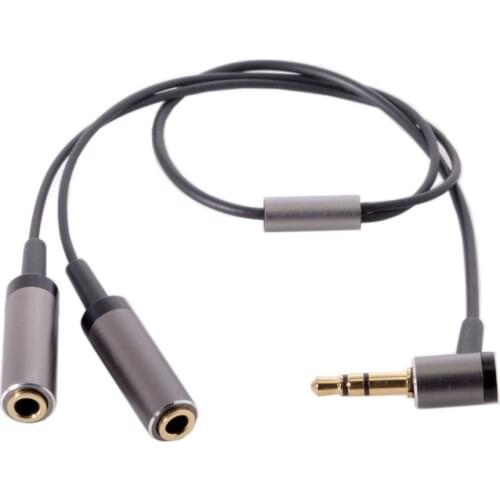 3.5mm Stereo Headphone Audio Cable 90 Degree Angled 3.5mm Splitter Male to 2 Female for Earphone