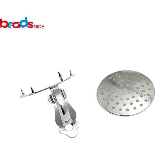 Beadsnice ID37616E Flat Round Tray Brass Cabochon Setting Earring Setting Components Clip-on Earring Findings