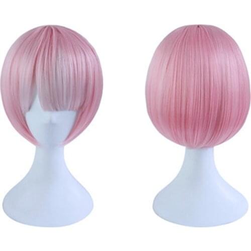 DokiDoki Anime Re Zero Cosplay Ram Wigs Women Cute Christmas Costume Anime Re Zero Rem Cosplay Lilac Purple Wig Pink Wig