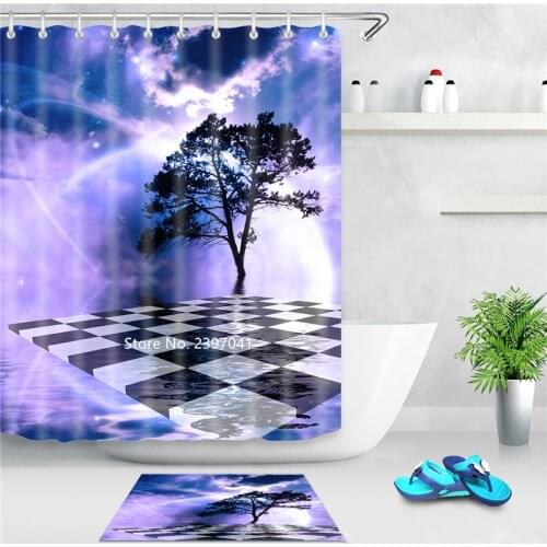 Home Decoration New European and American Scenery Shower Curtain Toilet Can Water Shower Curtain Waterproof and Mildew with Hook