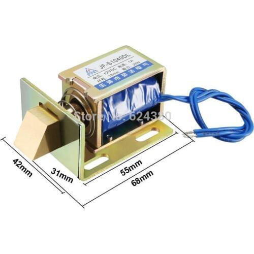 JF-S1040DL DC 12V DC24V 1A 12W 25N 10mm Pull Type Linear Motion Solenoid Electromagnet Safety Cabinet Door Lock Electromagnet