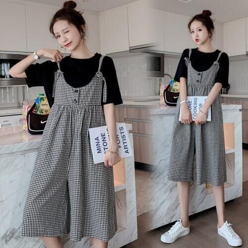 1125# T shirt + Dress Maternity Clothes Loose Stylish Short Sleeves Striped Dress for Pregnant Women Pregnancy Clothes
