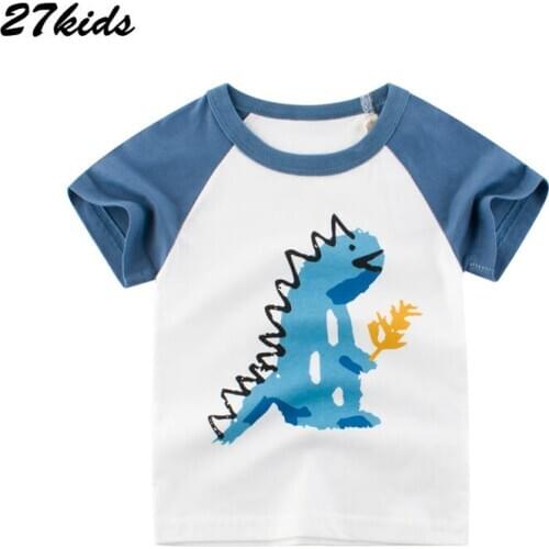 27kids Baby Short Sleeve Boys T Shirts Cotton Animals Printed Children Clothes Autumn Blouse Baby Boys T Shirts Dinosaur Top