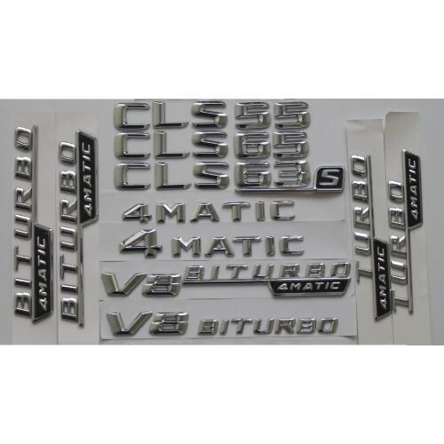 3D Chrome Trunk Fender Badge For Mercedes Benz W218 CLS53 CLS55 CLS63 CLS63s AMG Emblem V8 BITURBO TURBO 4MATIC Emblems