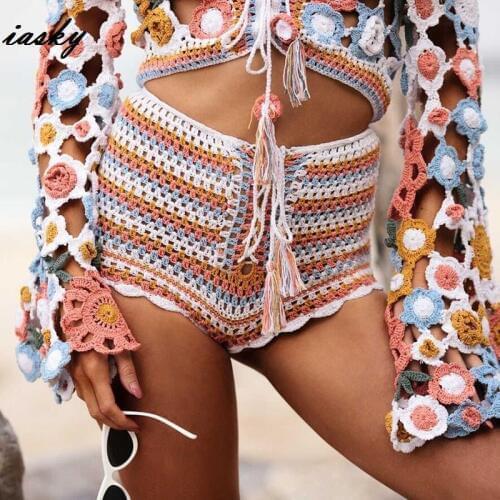 IASKY 2019 new pure handmade crochet Bikini Women Briefs Swimwear swimsuit Bottom Underwear beach pants