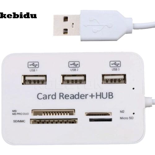 Kebidu High Speed 3 Ports Micro USB 2.0 Hub Card Reader Multi USB Splitter All In One for PC Computer Accessories Notebook