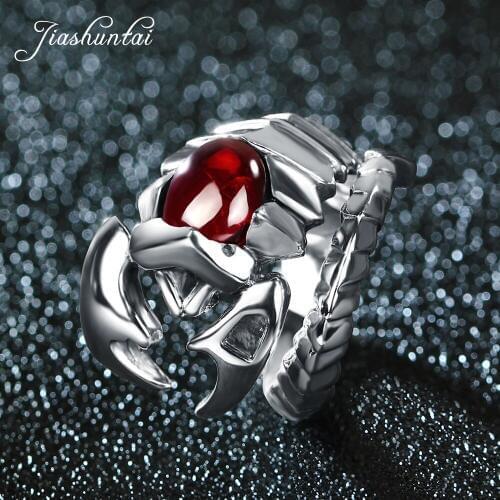 JIASHUNTAI 100% 925 Sterling Silver Rings For Women Retro Natural Precious Stones Vintage Thai Silver The Scorpion Rings Jewelry