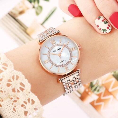 Korean version of the shell-faced gold steel band Roman watch ladies fashion quartz watch ladies