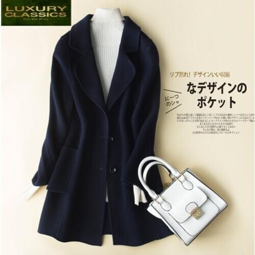 Jacket 100% Women Wool 2021 Autumn Korean Fashion Coat Winter Woolen Clothes Ladies Long Coas Tops Casaco Feminino LWL835