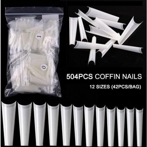 L/XXL French Half Cover Clear Press On False Nail Tips Extra Long Nails Straight Shape Fake Tip Manicure Tool