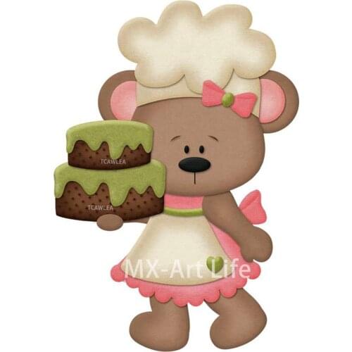 Chef Bear Metal Cutting Dies Cake Cutting Dies Animal Doll Stencil Dies for DIY Scrapbooking