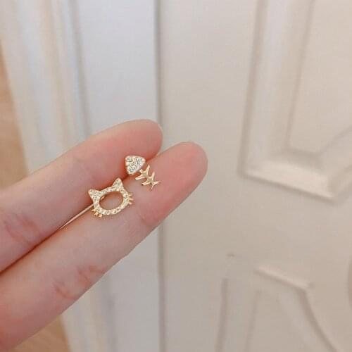 Miuoxion Retro Cat Fish Bone Zircon Earrings Fashion Personality Party Jewelry For Women Feature Namour Charm Gift All Seasons