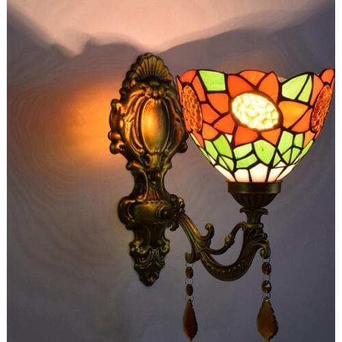 Fashion tiffany sunflower Mermaid mirror light fashion rustic wall lamp bed lamps