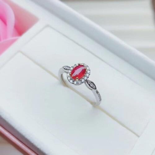 Fashion Ruby gemstone ring for women silver fine jewelry certified natural gem good color party birthstone good luck gift