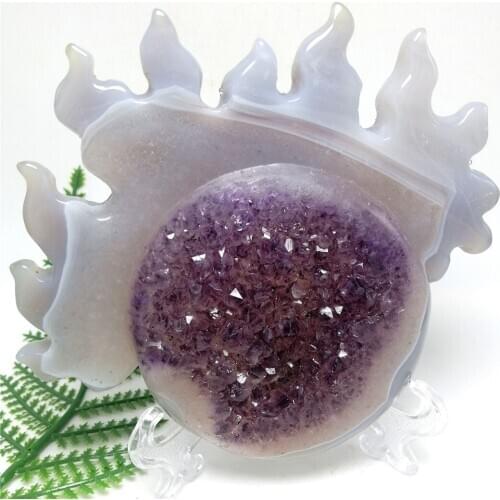 Natural Uruguay Dream Amethyst Quartz Crystal Cluster Specimen agate carving geode fire shape Healing 117mm 305g