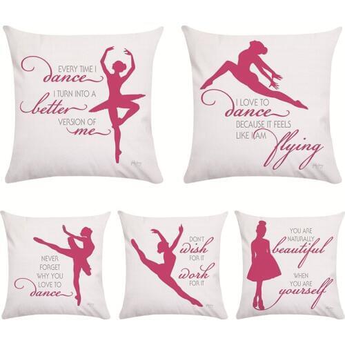 Ballerina Lace Dress Dance Decorative Cushion Cover Modern Home Decorative Linen Cotton Pillow Case Ballet Girls Cushion Covers