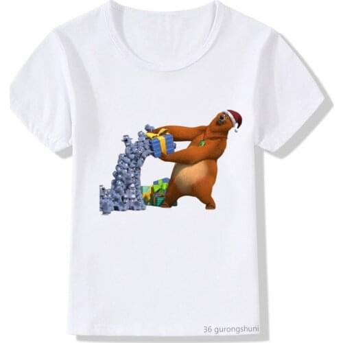 Novelty design unisex kids clothes lemmings animal print t-shirt boys kawaii children clothing Grizzy bear tshirt camisetas tops