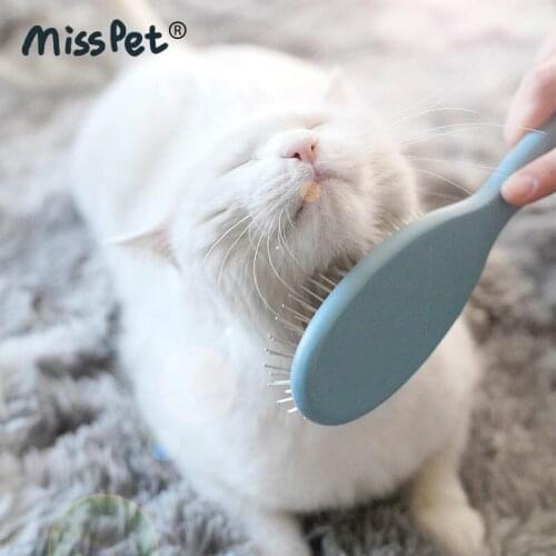 Misspet birch long handle comb, cat and dog daily comb, open knot comb