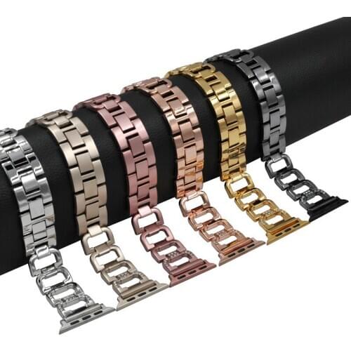 For Apple Watch 1 2 3 4 5 D-link Watch Band with Crastal Stainless Steel Watch 38mm 40 Mm 42mm 44mm Apple Watch Band Series 4 5