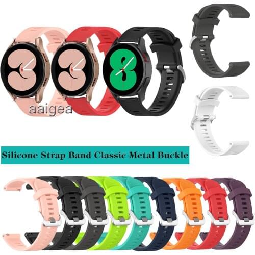 20mm Silicone Watch Band Classic Metal buckle Strap for Samsung Gear Sport S4 for Active 2 /Watch3 41mm Replacement strap