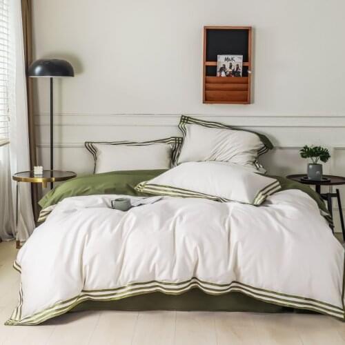 Luxury Hotel Style 1000TC Egyptian Cotton Embroidery Bedding Set Silky Double Duvet Cover Set Bed Linen Fitted Sheet Pillowcases